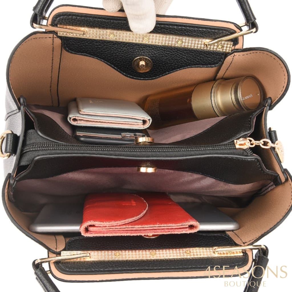 Women Soft Leather Handbags Luxury Designer 3 Layers Shoulder Crossbody Bags Ladies Large Capacity