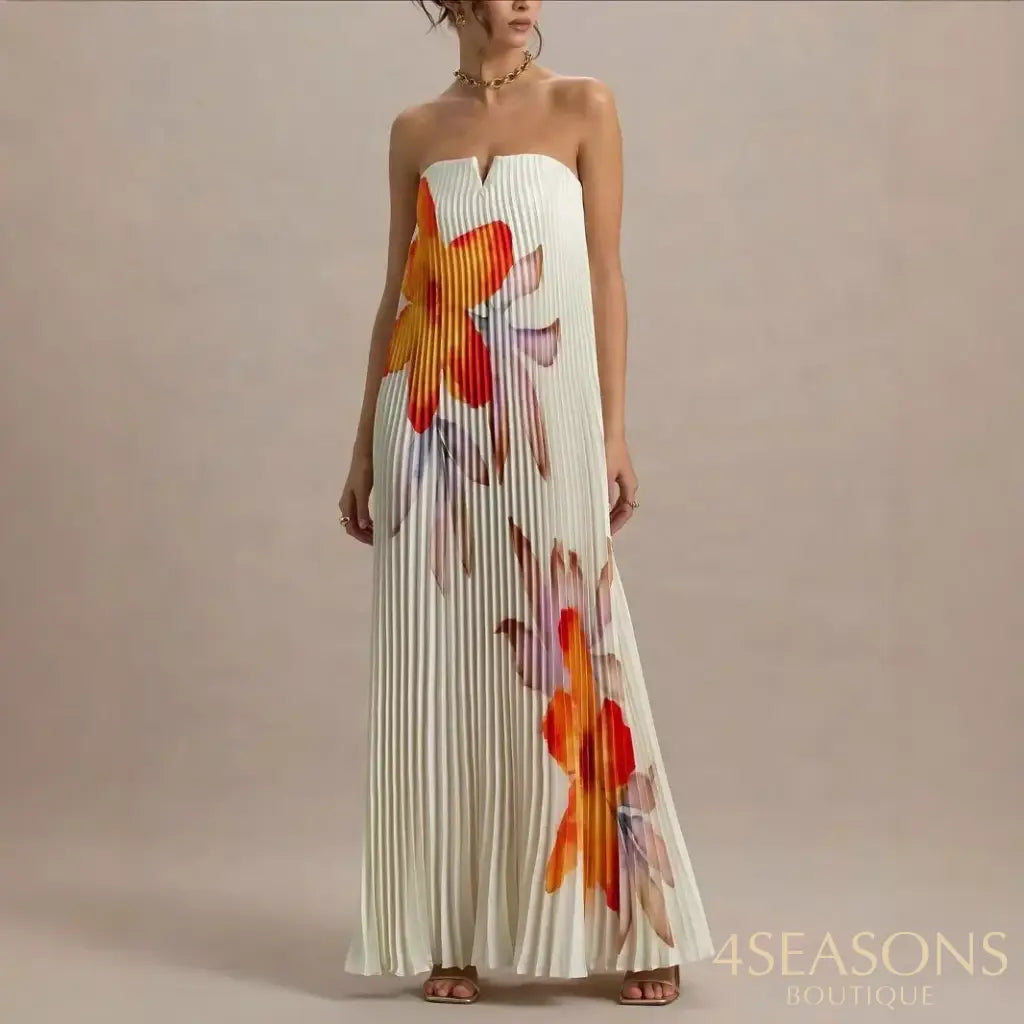 Long Heavy Embroidery Loose Women’s Dress Printed Wrap Chest Cross-Border Independent Station Skirt Ankle-Length