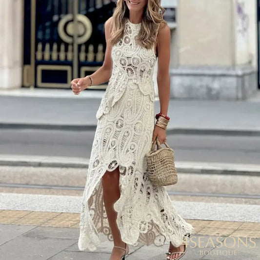 Knitted Irregular Top & Skirts Set Woman 2025 Summer New Sexy Sleeveless Tank Top High Waist Skirts Elegant Chic Outfit