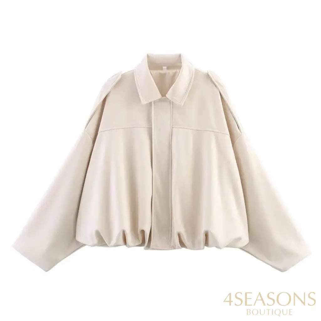 RAFZNB Women’s Bomber Jackets Coats Fashion Turn-down Collar Long Sleeve Loose Coats Vintage Female Outerwear Chic Tops