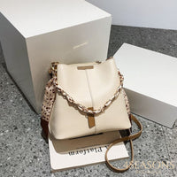 Beige with Brown Handle