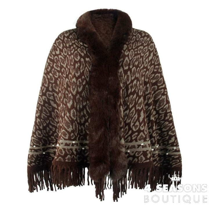 Pullovers Women Sweaters Leopard Grain Collars Tassel Hem Autumn Winters Warm Knitting Scarf Shawl