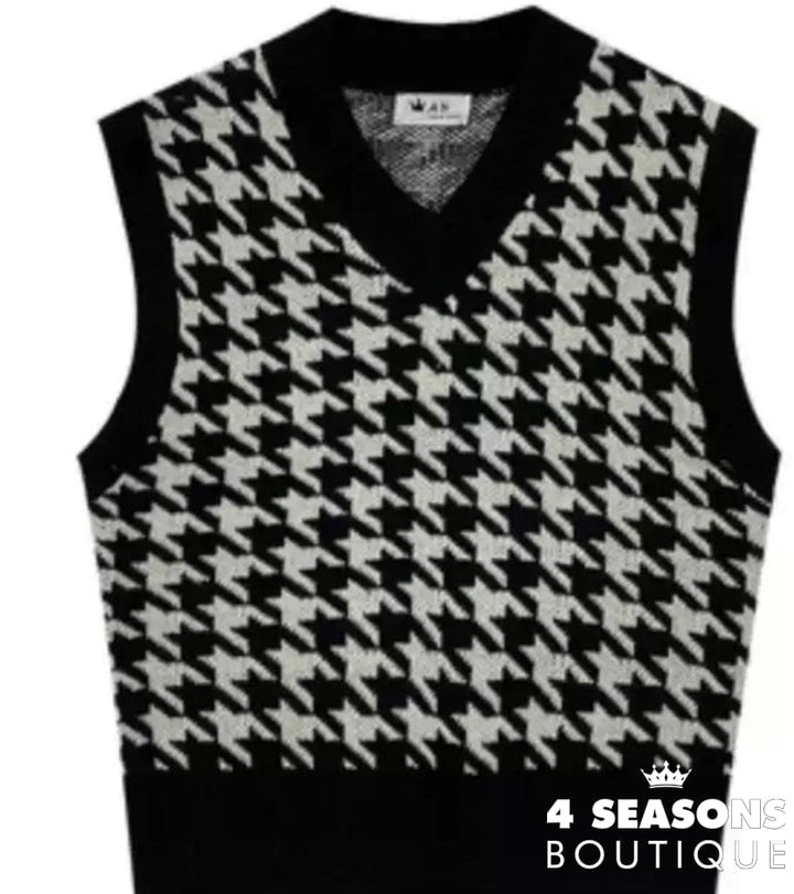 Colete Pied Poule Xadrez Preto Animale - 4 Seasons Boutique