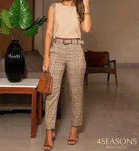 Khaki with Pinstripe