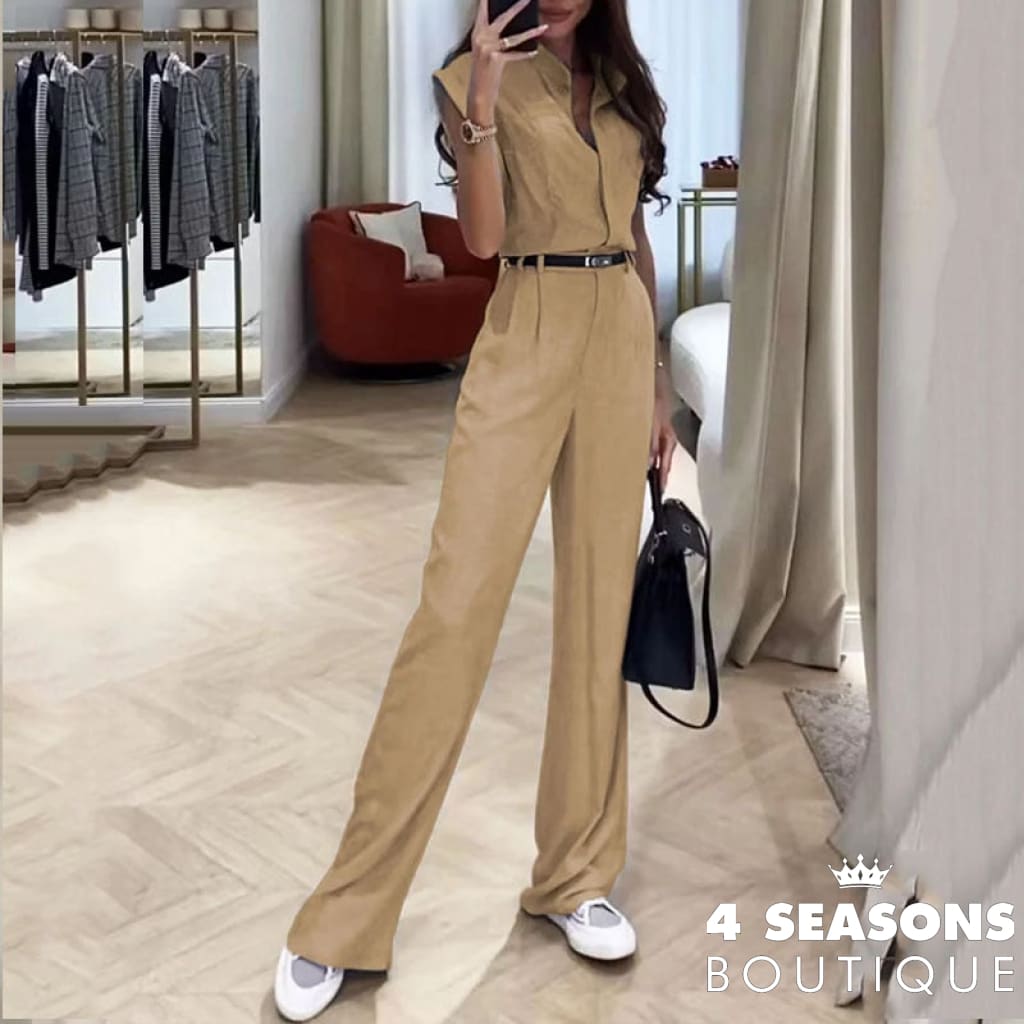 Liyong Women Two Piece Set Summer Fashion Solid V Neck Sleeveless Top Casual Loose With Pockets