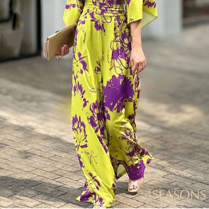 Liyong Women Jumpsuit Summer Short Bat Sleeve V Neck Backless Nipped Waist Loose Wide Legs Casual