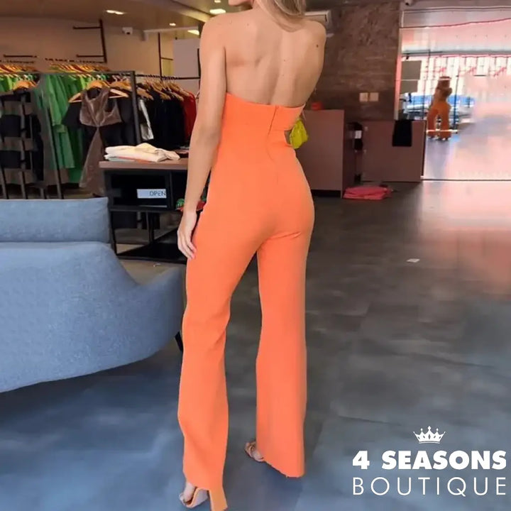 Wefads Jumpsuit Women 2024 Fashion Sexy Solid Sleeveless Strapless Hollow Out Irregular Backless