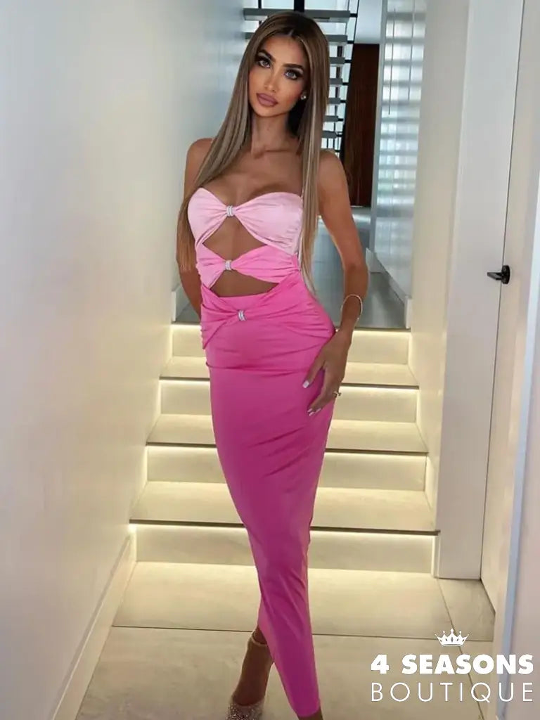 Mozision Elegant Hollow Out Sexy Maxi Dress For Women Robe Spaghetti Strap Sleeveless Long Ladies