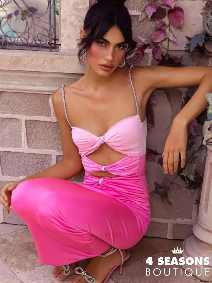 Mozision Elegant Hollow Out Sexy Maxi Dress For Women Robe Spaghetti Strap Sleeveless Long Ladies